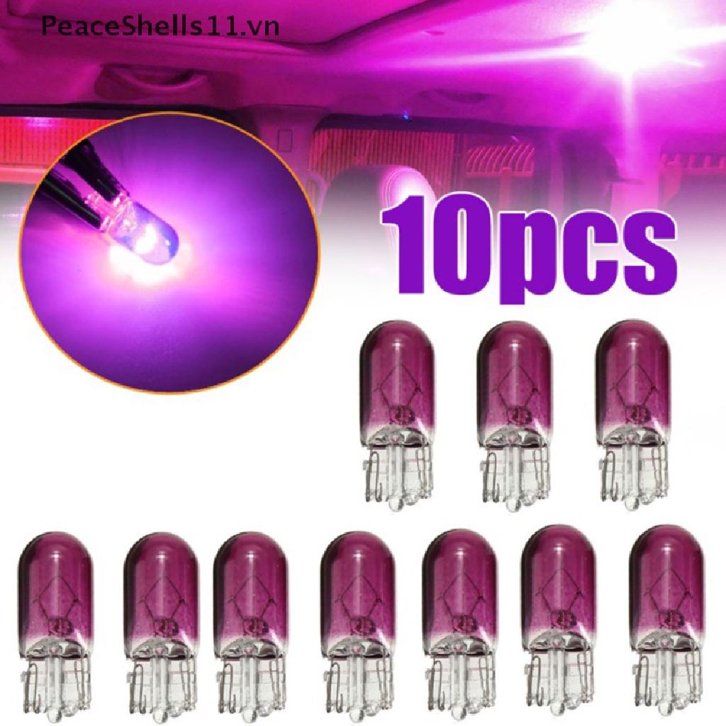 Set 10 Bóng Đèn T10 12V 5W Ánh Sáng Tím Gắn Bảng Điều Khiển Xe Hơi