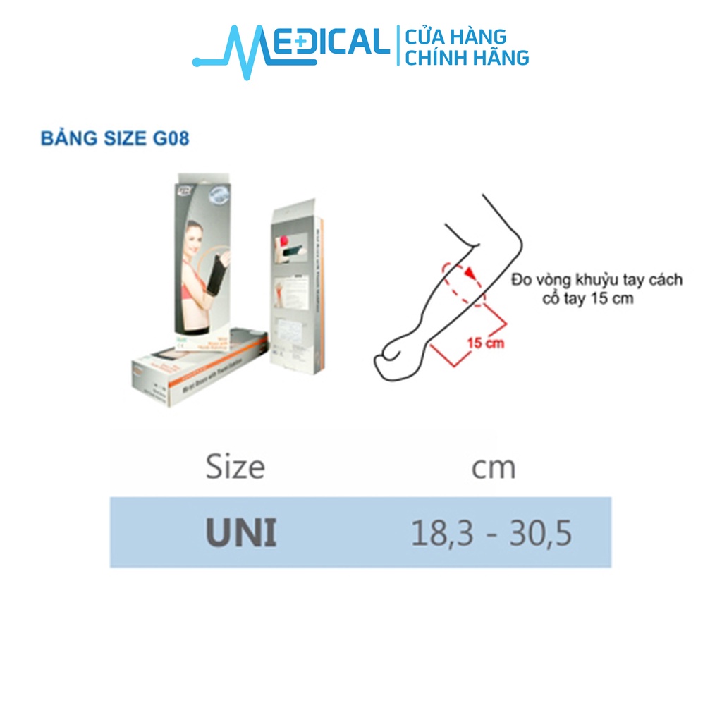 Nẹp ngón cái có ống cổ tay dài Unied Medicare (G08) màu đen - MEDICAL