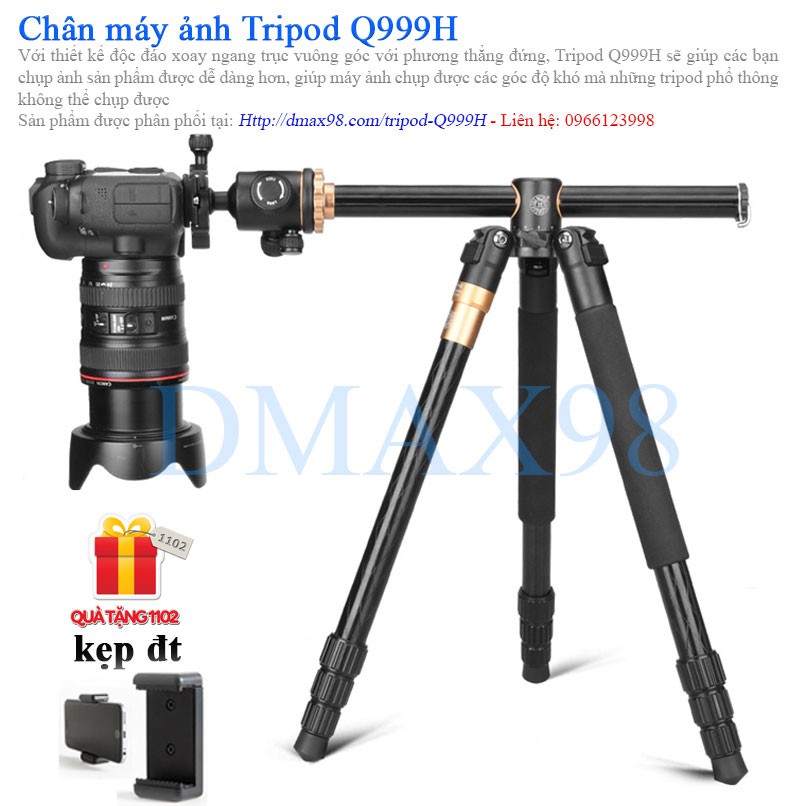 Chân máy ảnh Tripod Q999H bản trục đứng vuông góc