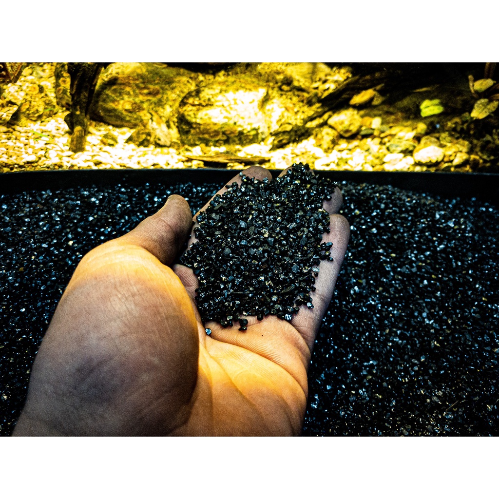 Nền Cát Trơ Pure Black | Bao 500Gr-1KG| Trang Trí Trải Nền Hồ Cá Thủy Sinh, Biotope.