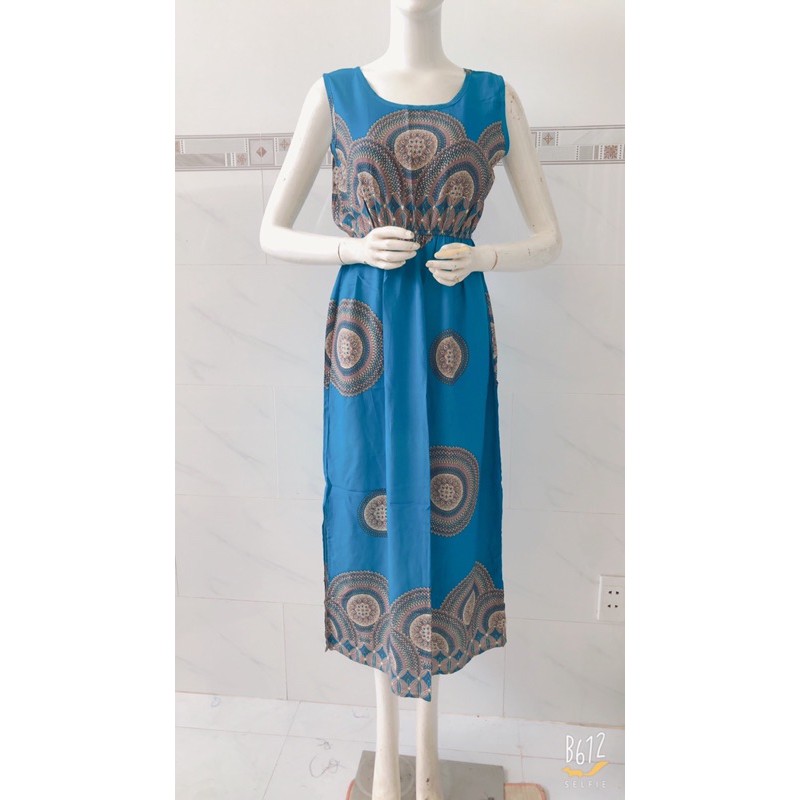 [48-60ký]Đầm maxi xát nách cổ tròn vải tole dáng dài | BigBuy360 - bigbuy360.vn