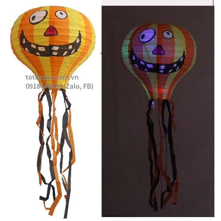 Đèn lồng halloween giấy nến kiểu tua rua đường kính 30cm , 40cm