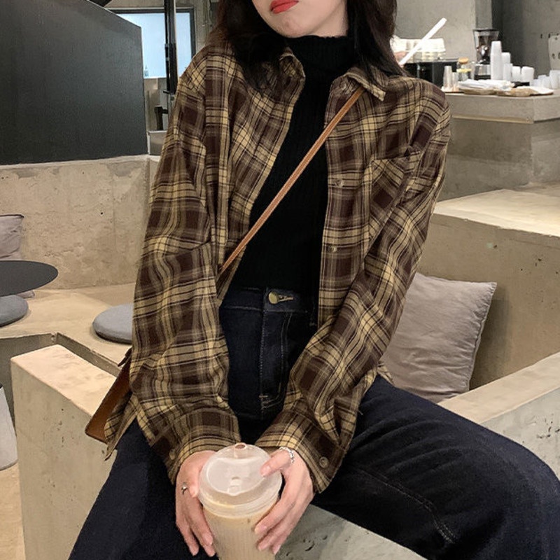 Áo Sơ Mi Caro Tay Dài Thời Trang Retro Cho Nam