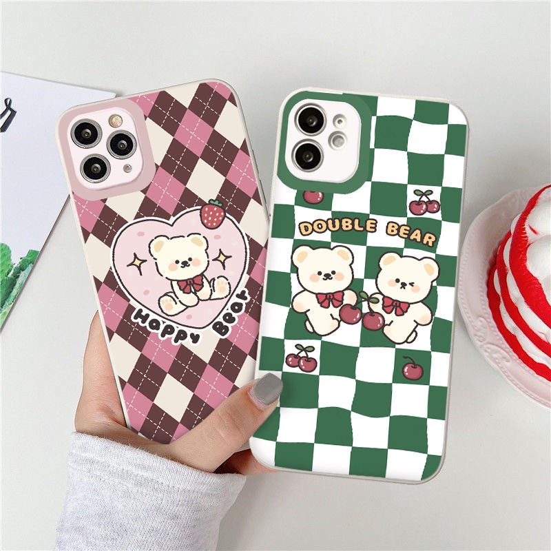 Ốp lưng iphone trending cạnh vuông gấu caro bear ốp iphone 7plus/8/8plus/x/xr/xs/11/12/13/pro/plus/promax/6/6plus/6splus