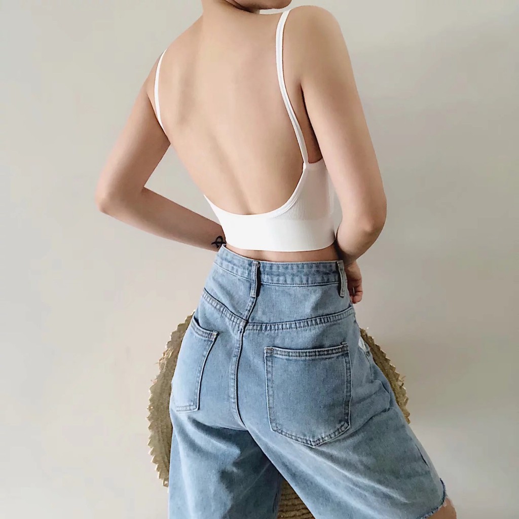 Áo Bra thun len hở vai, khoét lưng chữ U siêu mát - COLLY