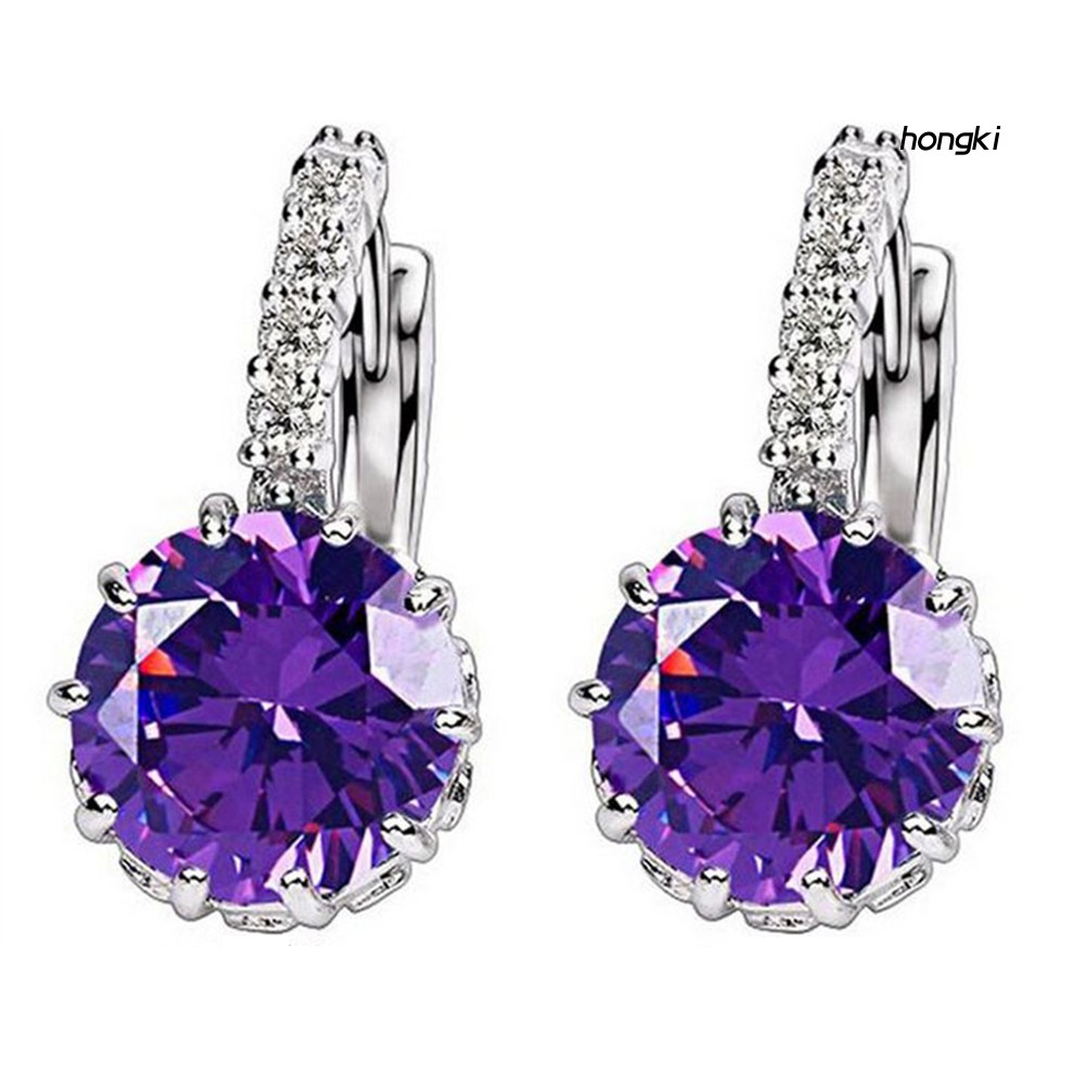 Khuyên Tai Tròn Đính Đá Thời Trang Cho Nữ