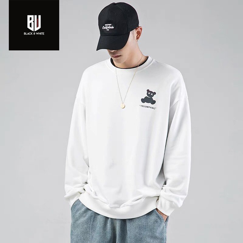 Áo Sweater Unisex nam nữ in hình Bear phản quang, Áo Sweater nỉ bông form rộng phong cách Hàn Quốc | BigBuy360 - bigbuy360.vn