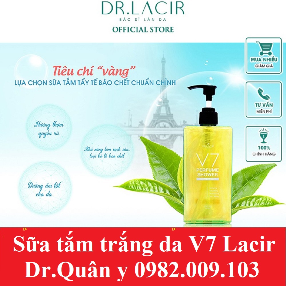 Sữa Tắm Trắng Da V7 DrLacir, V 7 PERFUME SHOWER DR LACIR Chai 350ml CHÍNH HÃNG