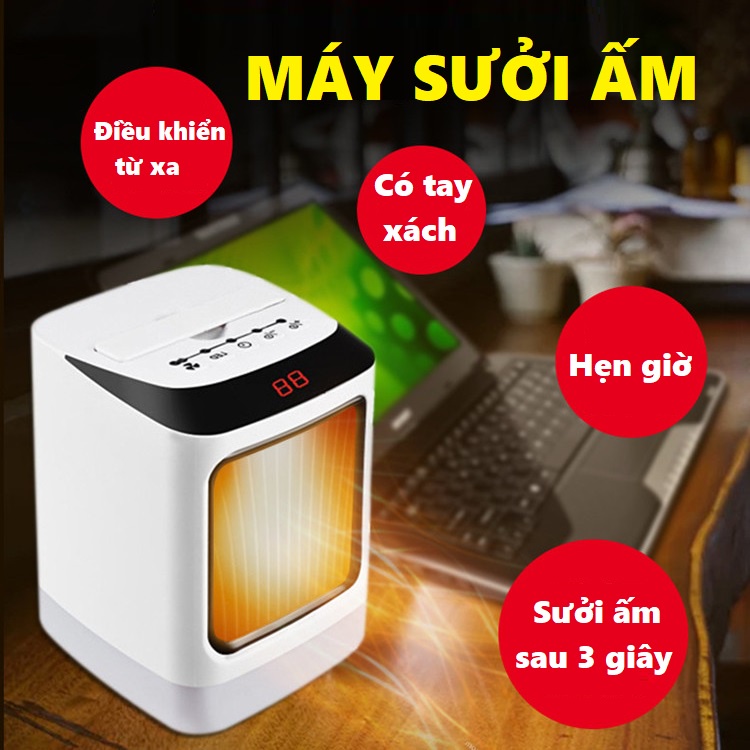 [Mã ELHA22 giảm 5% đơn 300K] Máy sưởi để bàn NFJ-2 có chức năng hẹn giờ, đèn Led 7 màu, an toàn, tản nhiệt tốt