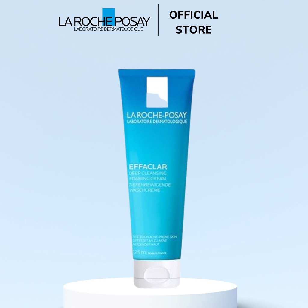 Sữa La Roche-Posay Effaclar Deep Cleansing Foaming Cream 125ml rửa mặt cho da dầu nhạy cảm Chính hãng