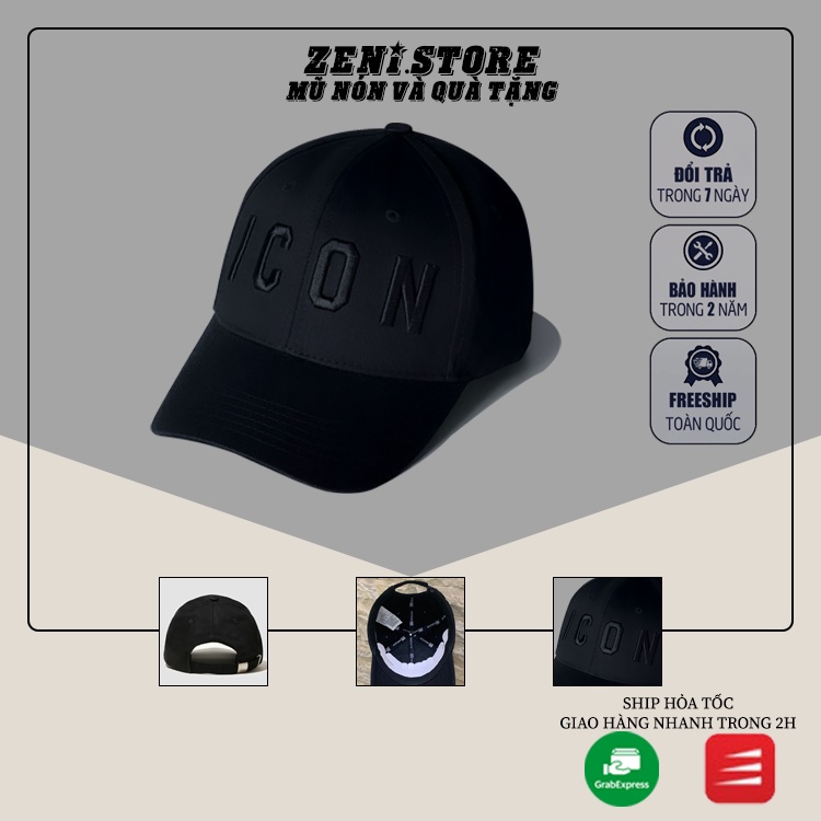 Mũ lưỡi trai, Nón kết xuất khẩu Zeni Store thêu chữ nổi “ICON” Siêu HOT Freeship, Full Hộp