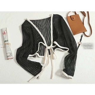 Áo khoác len mỏng croptop dây cột nơ dễ thương!
