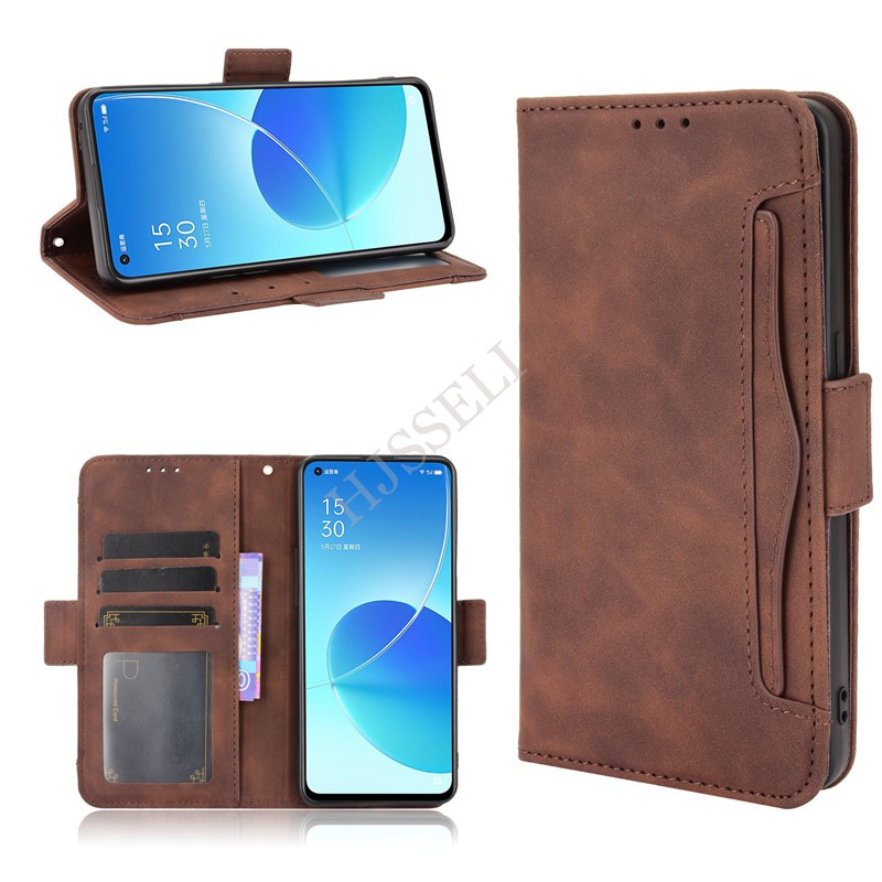 Bao da điện thoại PU nắp gập có ngăn đựng thẻ dành cho Oppo Reno 6 Z 5G/Reno 5/Reno 4 Pro/Reno 3