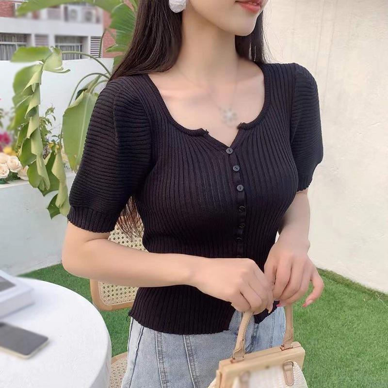 Áo Lửng Ngắn Tay Phong Cách Hàn Quốc Quyến Rũ Dành Cho Nữ