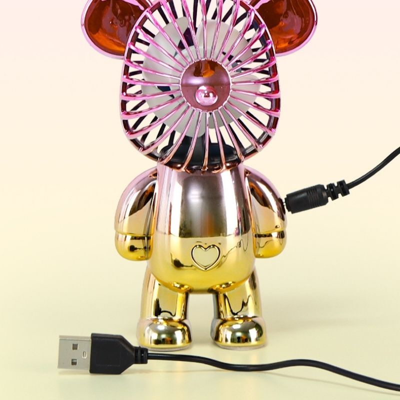 Quạt tích điện cầm tay mini hình gấu Bearbrick siêu dễ thương có cổng sạc USB MIIBOOSHI D4.003.XAD