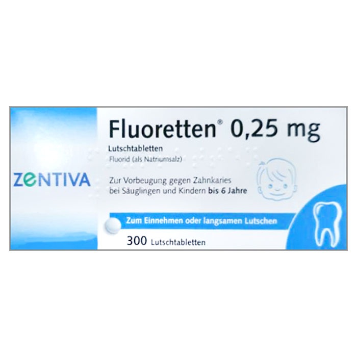 Viên ngậm Flo ngăn ngừa sâu răng và hình thành mảng bám Fluoretten 0.25mg ( Đức)