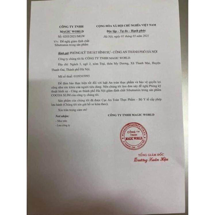 Mẫu Mới Giảm Cân Cocoa Slim Dạng Viên Hộp 10 Gói