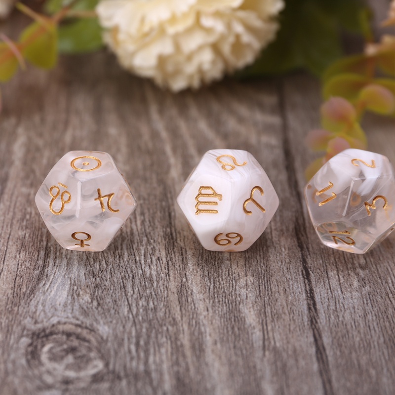 QQ Bộ 3 Xúc Xắc 12 Mặt Hai Màu Dùng Chơi Game Divination