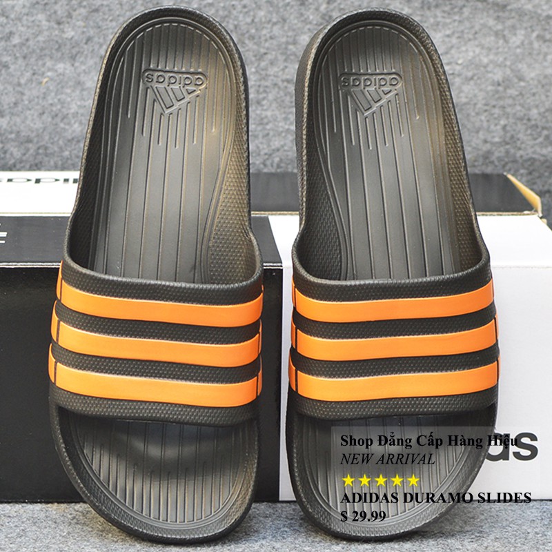 Dép Adidas Duramo màu đen sọc cam
