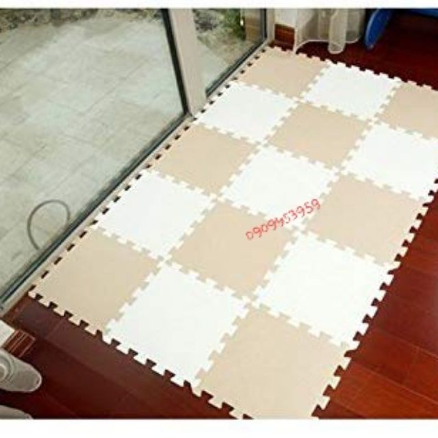 Thảm xốp kem và trắng , nâu 60×60x1cm