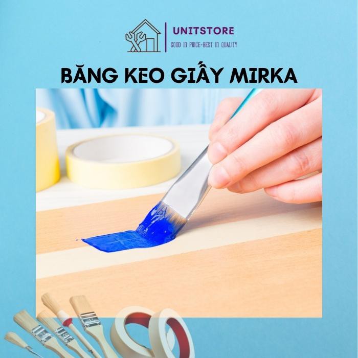 Băng dính keo giấy Mirka loại tốt chuyên dùng cho che chắn sơn chặn màu cho ô tô gỗ mỹ thuật khổ 16mm x 20m KEOGIAY16