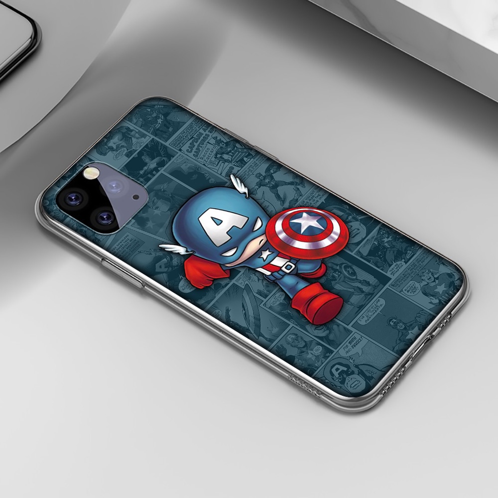 Ốp Điện Thoại Trong Suốt Hình Captain America Cho iPhone 7 8 Plus 11 Pro Max RCZ59