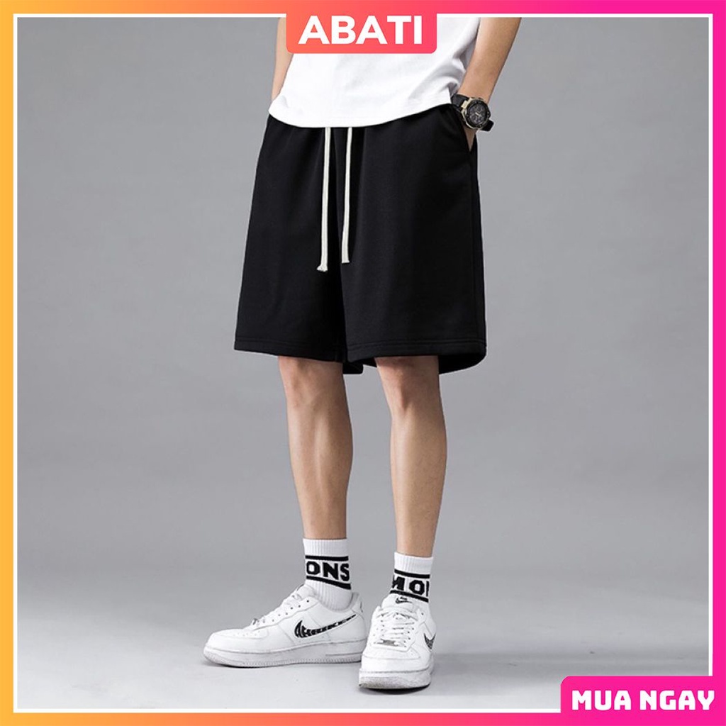 Quần sooc nam nữ form rộng basic unisex cao cấp ABATI Quần đùi nam nữ mặc nhà chất nỉ da cá mềm mịn thoáng mát thể thao