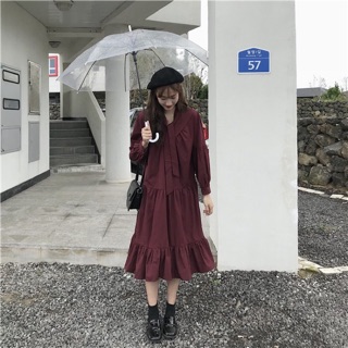 Váy ulzzang dáng dài ảnh thật ở cuối