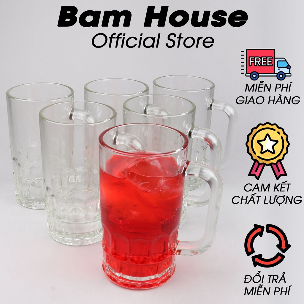Bộ 6 ly thủy tinh Bam House có quai uống cafe LCQ01 – BamBam Store