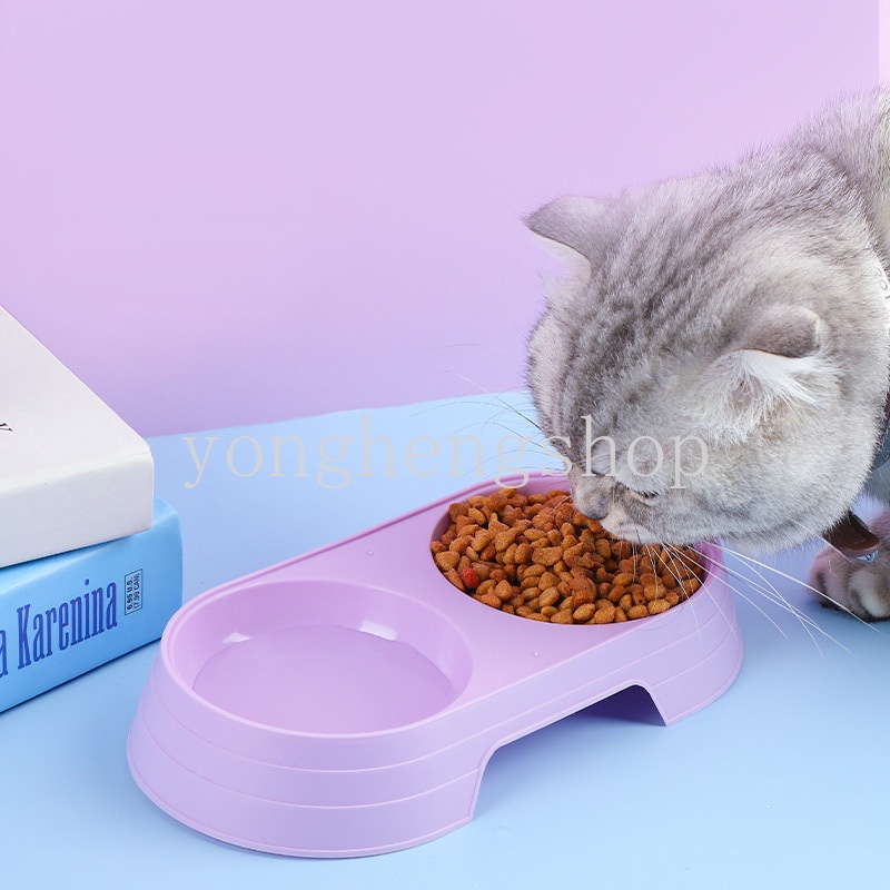 Tô Đựng Thức Ăn Nước Uống Hai Tầng Màu Sắc Ngọt Ngào Tiện Dụng Cho Thú Cưng