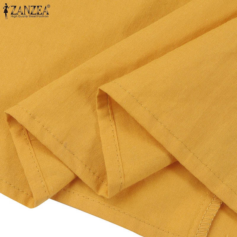 Đầm maxi ZANZEA tay dài cổ tròn màu trơn thời trang giản dị phong cách retro dành cho nữ