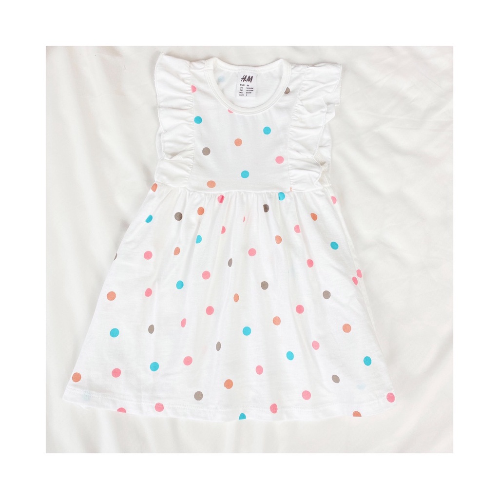Váy cotton HM trắng chấm bi