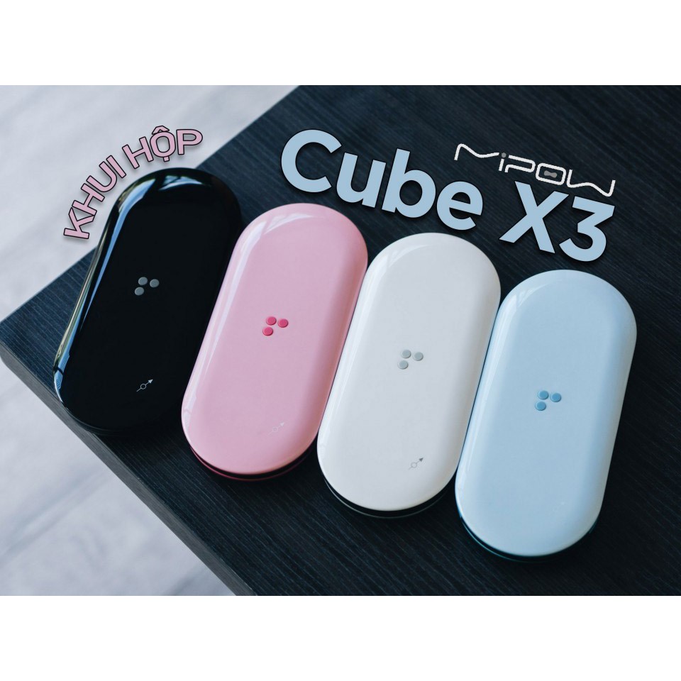 Sạc dự phòng không dây Mipow Cube X3 10000mAh, cáp Lightning PD 18W, Wireless Charger 7.5W