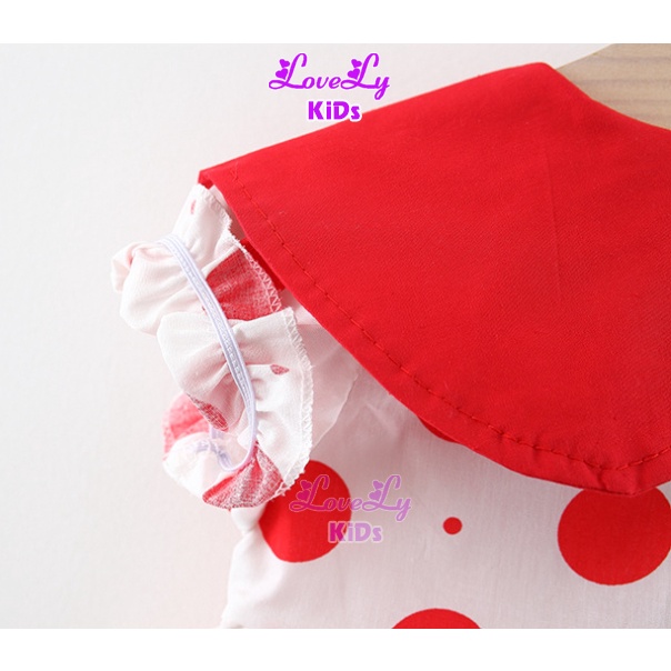 Đầm Bé Gái Đen Đỏ Chấm Bi hồng cổ Sen Phong Cách Hàn Quốc LoveLy Shop