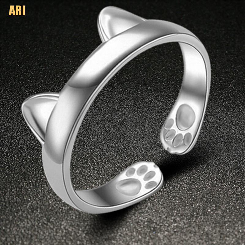 1 Nhẫn Mạ Bạc Hình Tai Mèo Dễ Thương