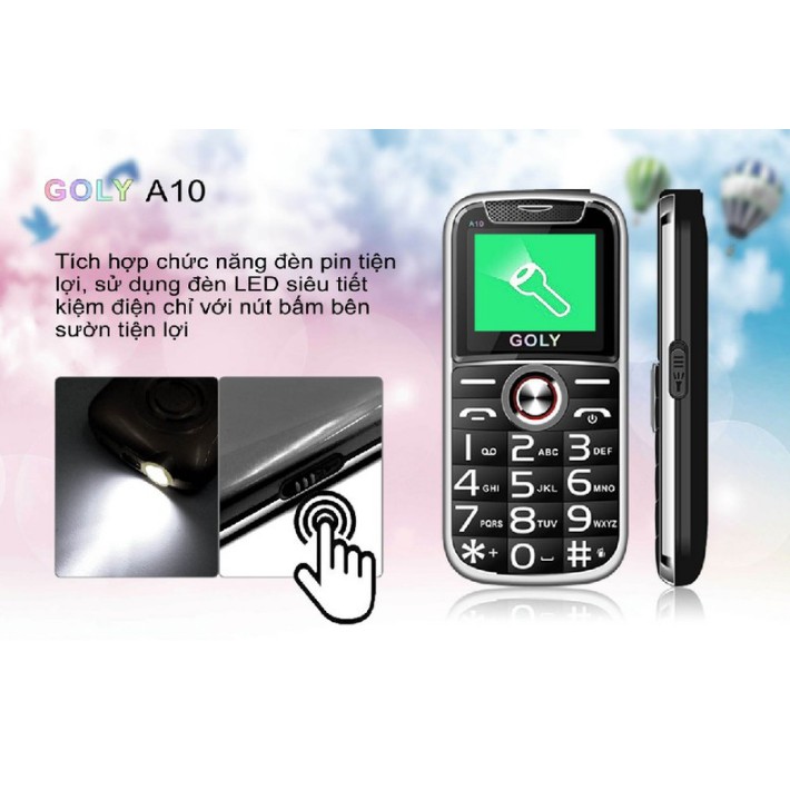 [ GOLY A10 ] ĐIện thoại cho người già Goly A10 - Loa 3D to/ màn 1.8 / pin 1000mah/ bàn phím to- hàng chính hãng bảo hành