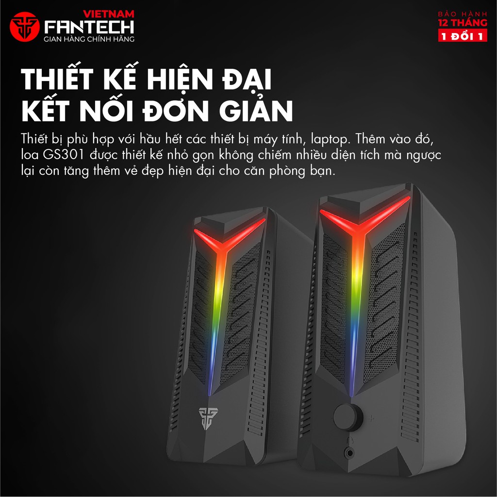 Loa Vi Tính Gaming FANTECH GS301 TRIFECTA LED RGB 6 Chế Độ Hỗ Trợ Kết Nối Bluetooth 5.0 Và AUX 3.5mm -  Hàng Chính Hãng