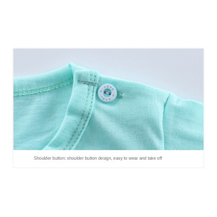 Bộ áo liền quần tay ngắn chất liệu cotton in họa tiết hoạt hình cho bé sơ sinh 0-24 tháng tuổi