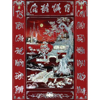 Tranh trang trí bàn thờ Cửu Huyền Thất Tổ in chất liệu PP phủ kim sa cao cấp