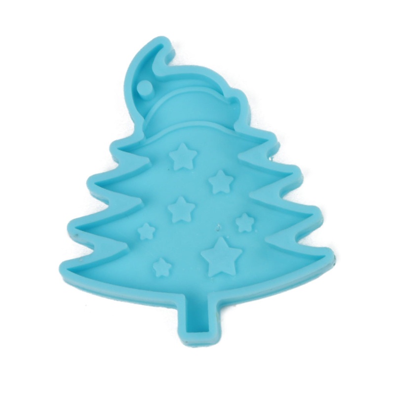 Khuôn Làm Móc Khóa Bằng Nhựa Epoxy Hình Cây Thông / Nón Giáng Sinh DIY