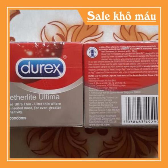 [Giá Tốt-Chính Hãng]Có Che Tên SP Bao cao su Durex Fetherlite ultima hộp 3 chiếc Love