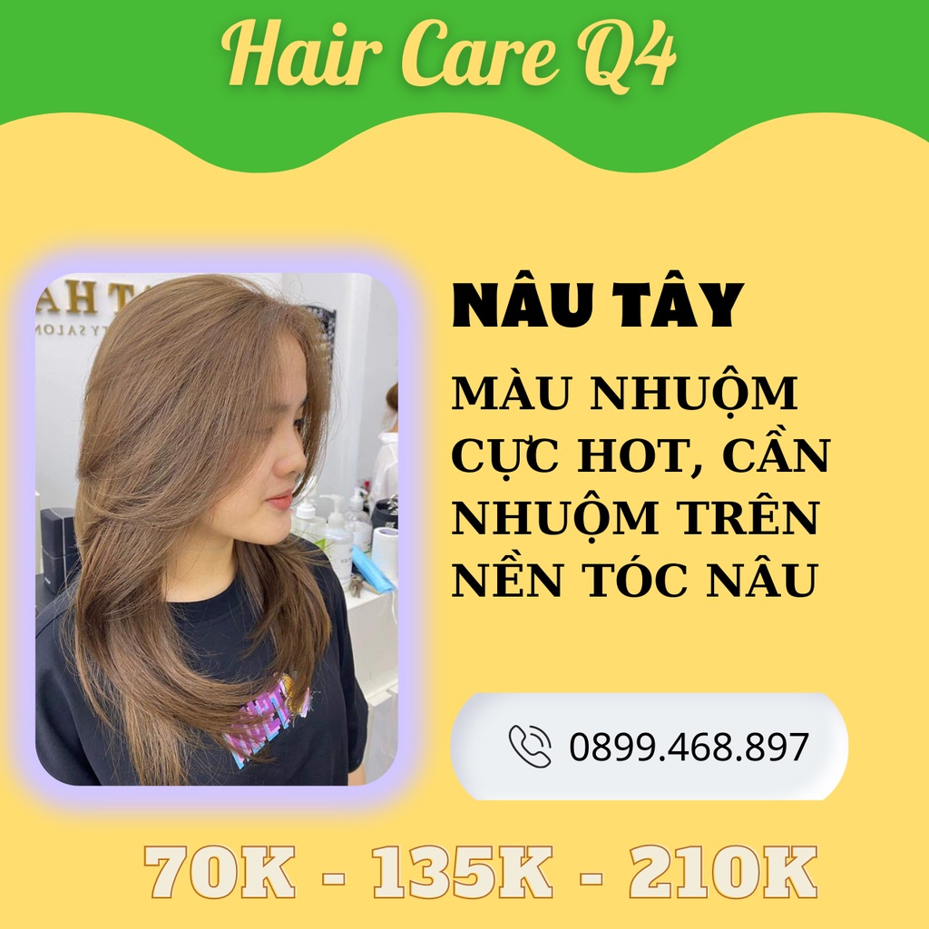 Thuốc nhuộm tóc cao cấp màu nâu tây, nâu khói, nâu xám, nâu sáng da - Hair Care Q4