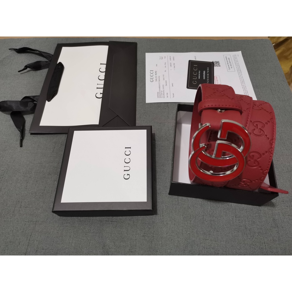 Thắt lưng bằng da màu đỏ kiểu dáng thời trang cho cả nam và nữ