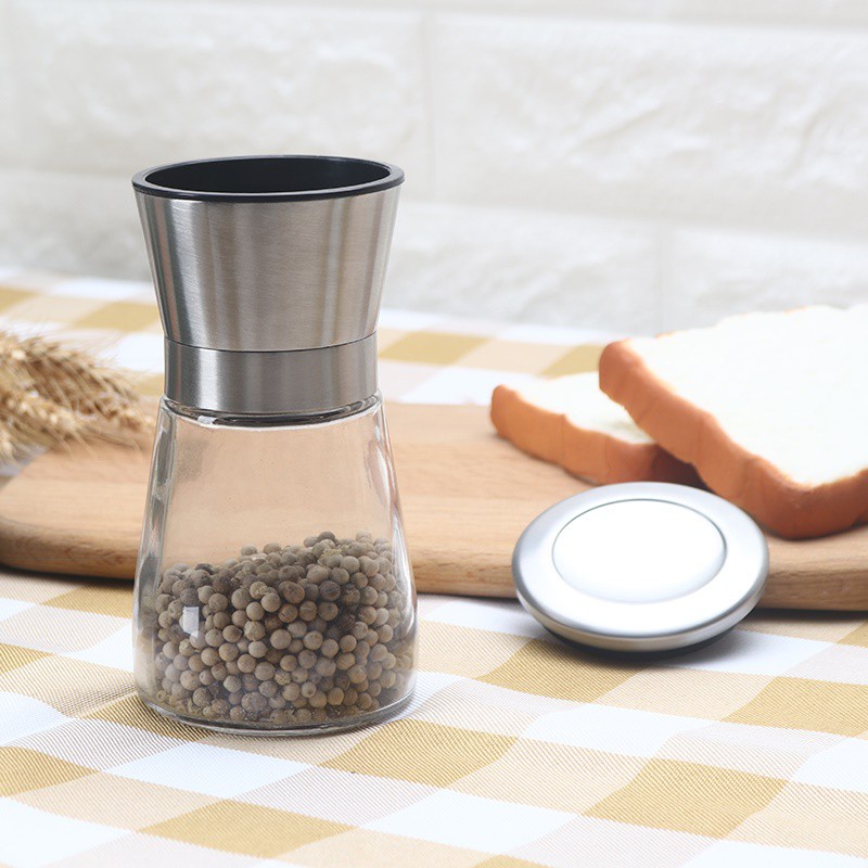 Hũ xay tiêu Thuỷ tinh-Inox Vkit