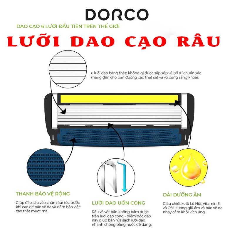 Lưỡi dao cạo râu 6 lưỡi Chính hãng Dorco LDC6