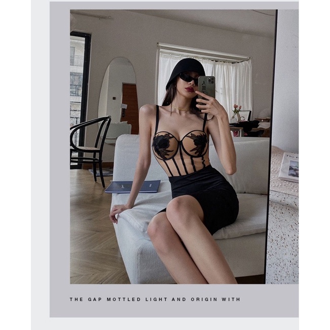 D11071 Bodysuit Cao Cấp Hoạ Tiết Thêu Hoa Sang Chảnh - Có Gọng Mút Dày Nâng Cấp Vòng 1 Cực Đỉnh