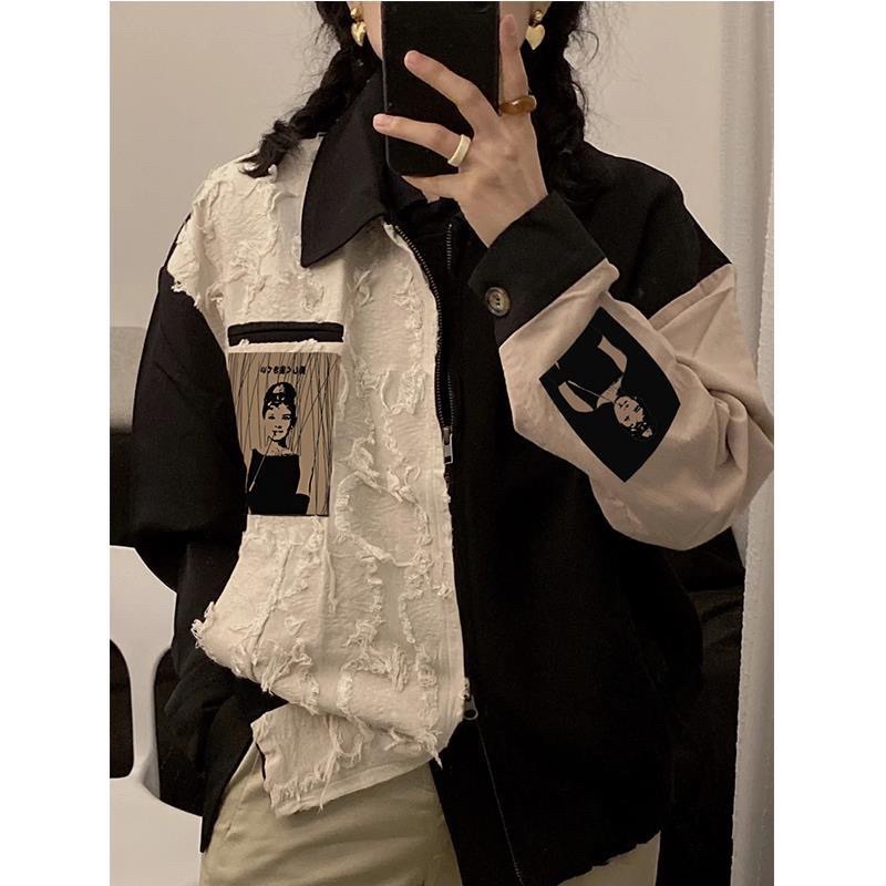 Áo khoác thiết kế 2 màu đen trắng ulzzang