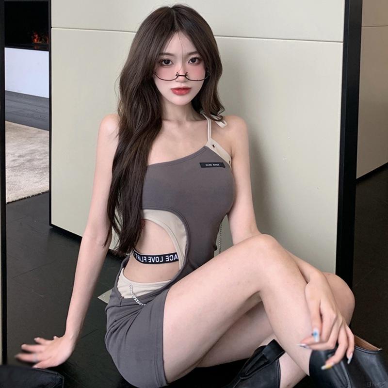 Đầm Sát Nách Dáng Ôm Thiết Kế Khoét Cổ Phong Cách Hàn Quốc Quyến Rũ Cho Nữ