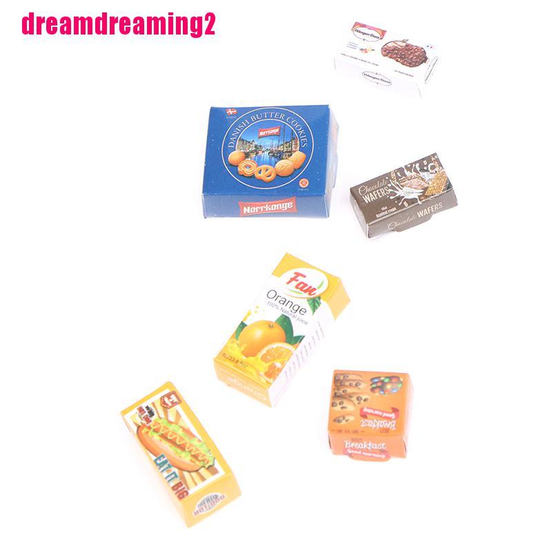 Bộ 6 Mô Hình Hộp Thức Ăn Và Nước Uống Tỉ Lệ 1 / 12 Trang Trí Nhà Búp Bê