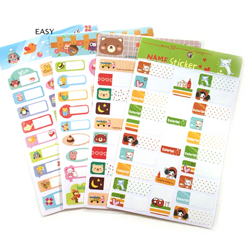 Miếng dán ghi tên bằng PVC có thể gỡ bỏ phong cách hoạt hình dễ thương cho học sinh